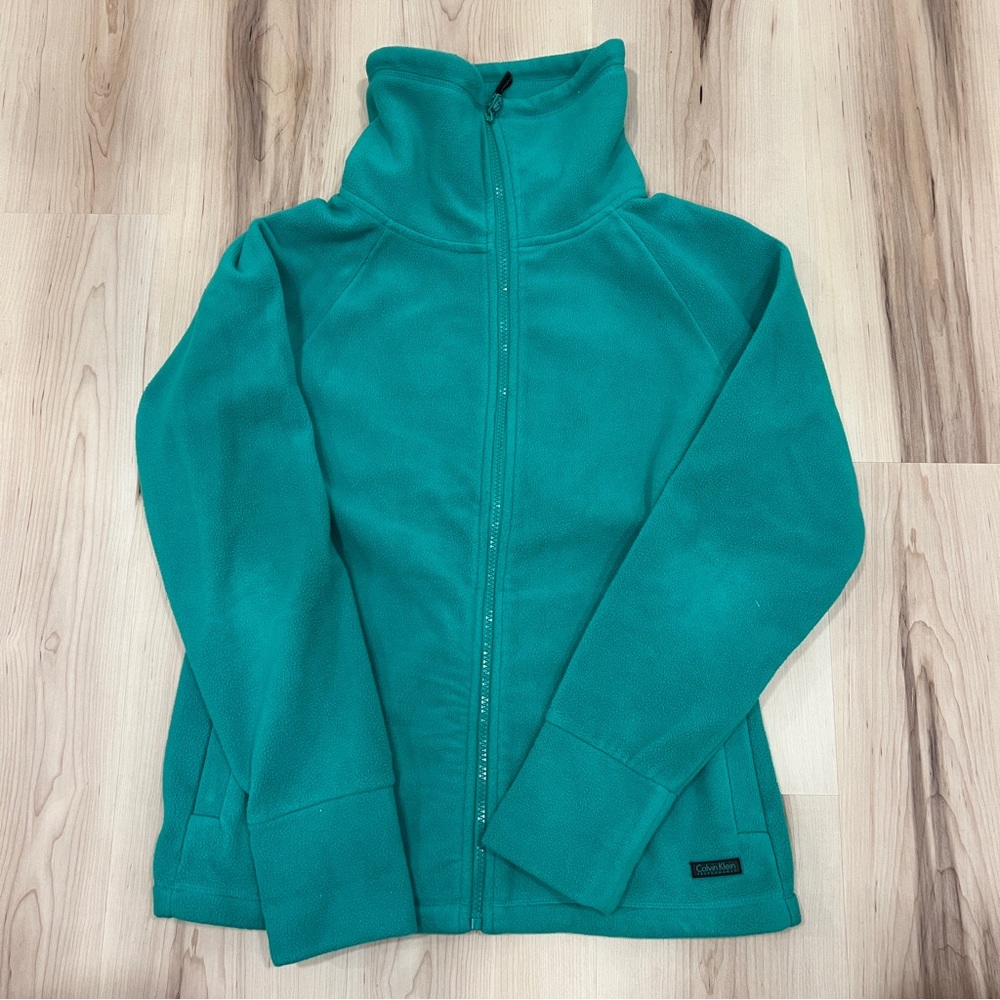 Calvin Klein Soft Fleece Zip-Up Jacket Green Size Small